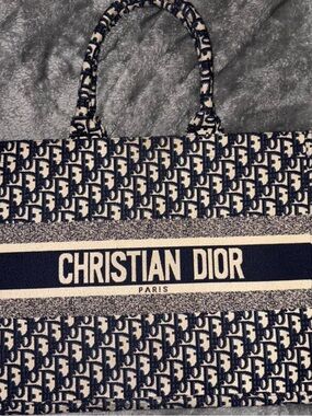 Dior Navy and Cream Jacquard Tote